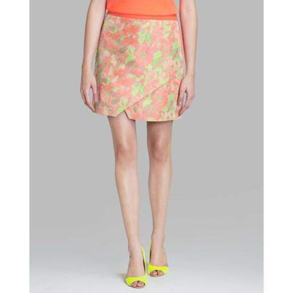 TED BAKER NWT Keleche Neon Coral Jacquard Wrap Skirt // 2 - Picture 1 of 11